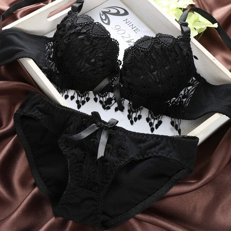 Lace padded western bra panty Set