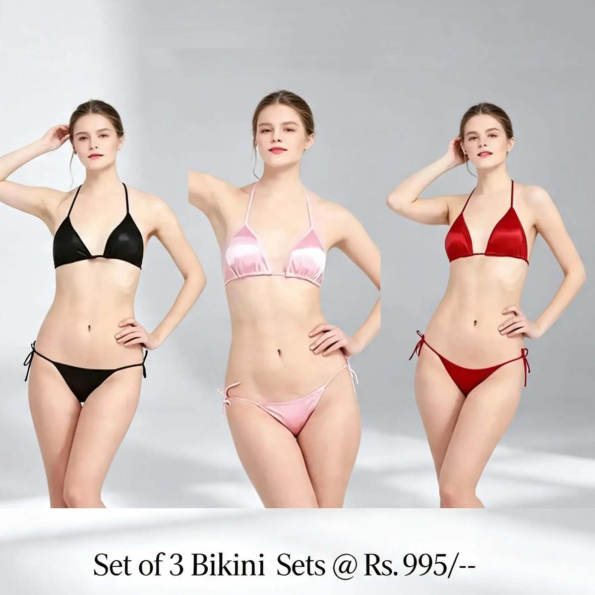 set of 3 silk bikni sets