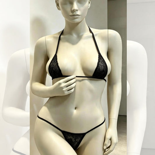Elegant Floral Lace Micro Bikini / Lingerie Set