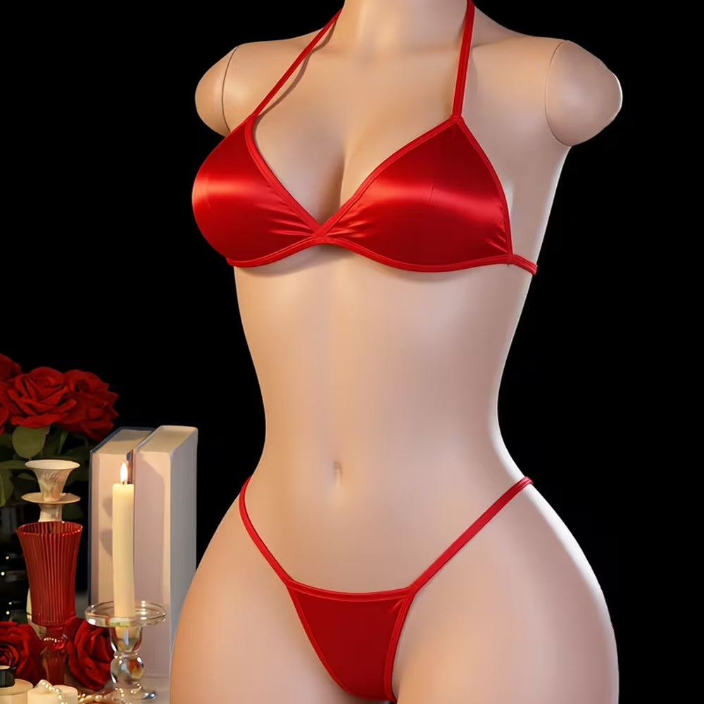 Satin Triangle Bikini / Lingerie Set