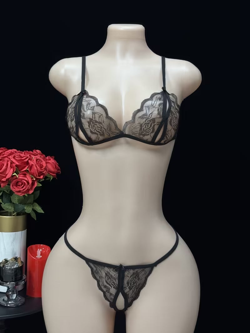Lace Cut-Out Lingerie Set