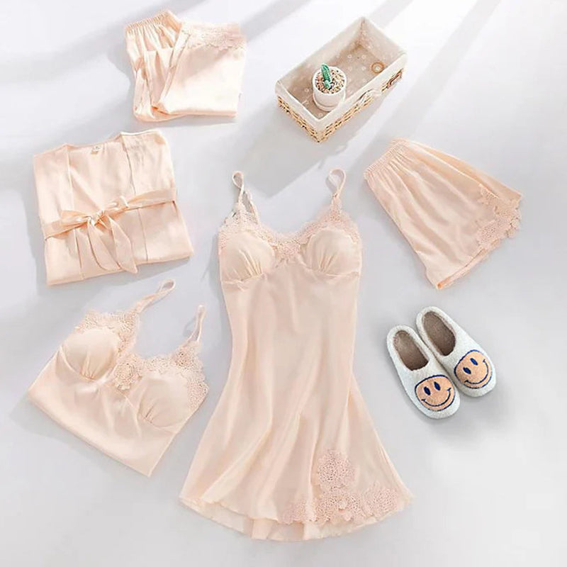 5 pieces Silk Nightwear