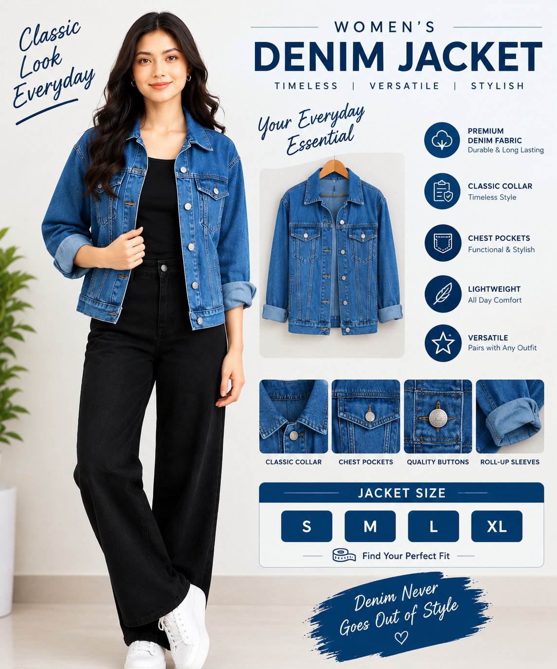 Blue Denim Winter Jacket