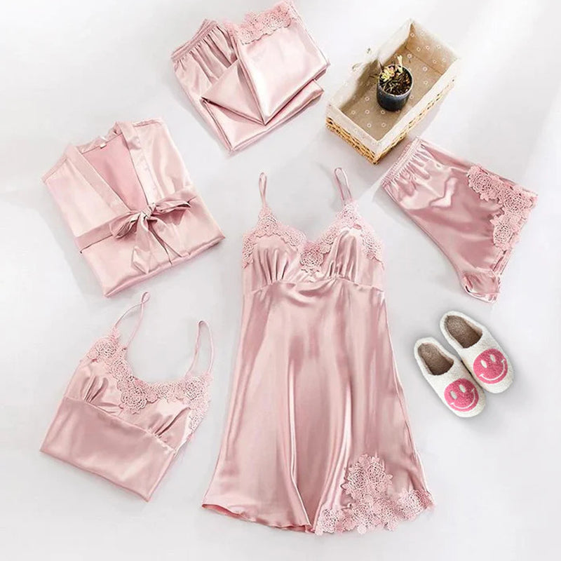 5 pieces Silk Nightwear