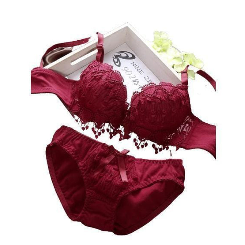 Lace padded western bra panty Set